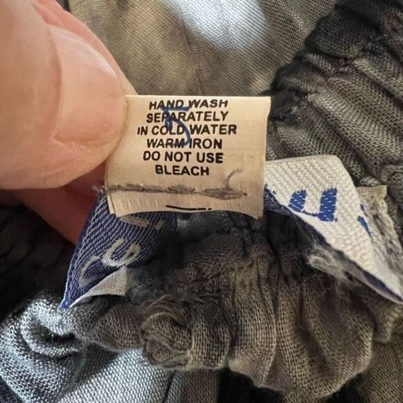 Vintage Lei Lotus Nepal Tie Dyed Asymmetrical Black & Gray Artsy Boho Skirt SM - Picture 8 of 8